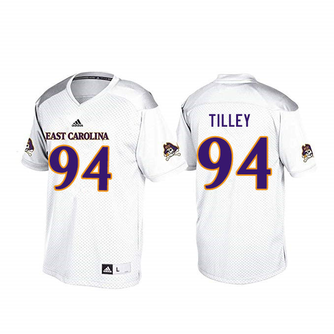 Men #94 Michael Tilley ECU Pirates College Football Jerseys Sale-White - Click Image to Close